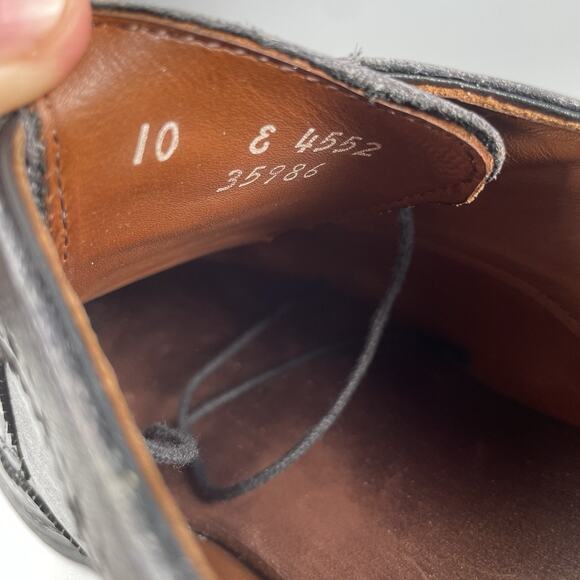 Allen Edmonds Mcgregor Men’s 10 E Black Leather Wingtip Oxford Dress Shoes GUC - Picture 9 of 9